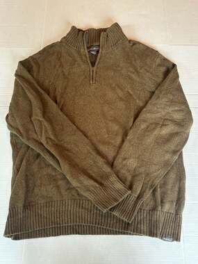 Eddie Bauer Men's XL Olive Green Quarter Zip Mock Neck Sweater